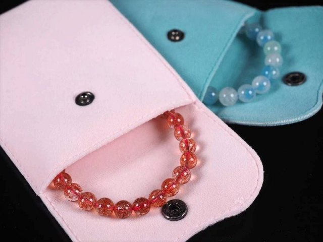 選べる3色 スナップボタン付きベロアポーチ 10枚セット 縦約10cm×横約8cm 便利な蓋つき パステルカラーポーチ 可愛いクルミボタン Cタイプ inmy-4