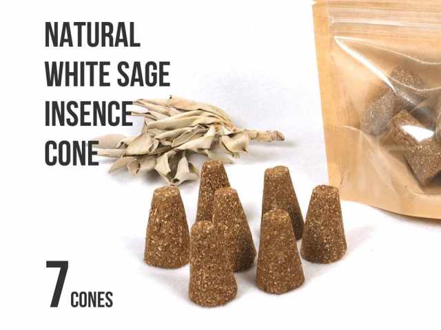 コーンタイプ カリフォルニア産 ホワイトセージ インセンスコーン 三角香 高さ約4cm 1袋に7個入り カリフォルニア産ホワイトセージのクラッシュパウダー使用