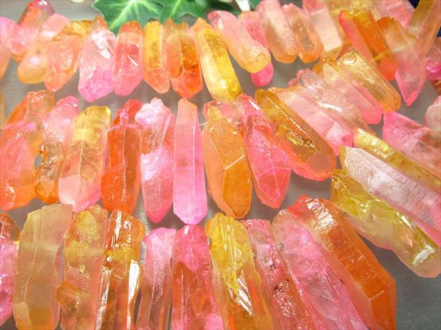 縦約20-50mm オレンジ&ピンク染色フロストタイプ ナチュラルポイント連