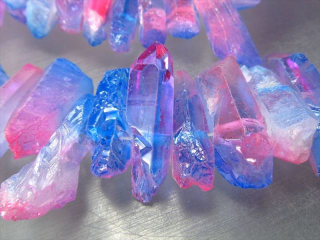 今回は濃いめ 縦約20-50mmピンク&ブルー染色フロストタイプ ナチュラル