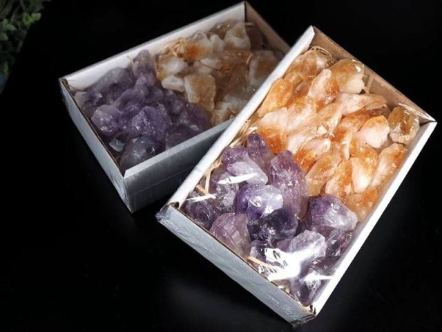 人気組み合わせ2種結晶原石の詰め合わせ アメジスト 紫水晶