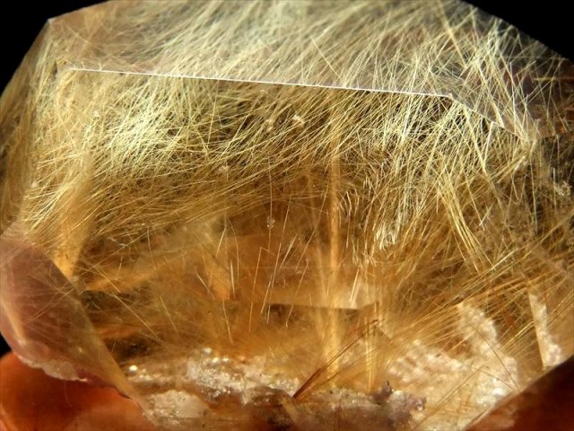 5A 超透明 ゴールド ルチルクォーツ 水晶ポイント 専用木製台付き 高さ約107mm 重さ約254g 激レア 針バランス良タイプ ギラギラ針 一点もの 動画あり