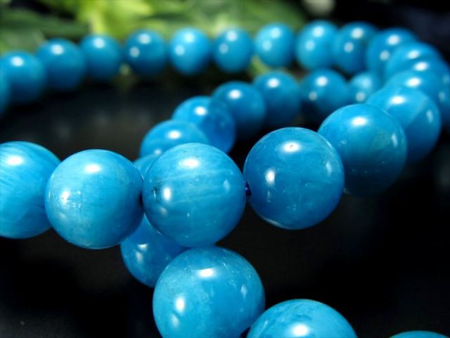 AAA ブルーグラデーションアパタイト ブレスレット 7.5mm-8mm×23珠前後 爽やかブルーとミルキーカラーのグラデーション 絆を強める石 燐灰石 ブラジル産