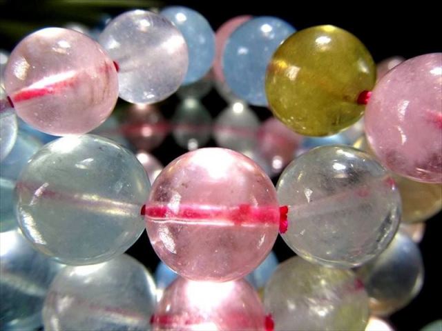 3A MIX ベリル ブレスレット 9mm-9.5mm×21珠前後 キュートなパステルカラー 愛と調和の石 癒しの石 ブラジル産