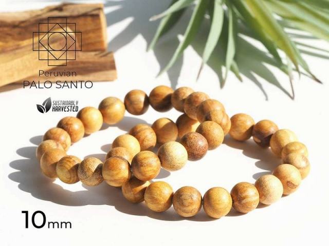 ペルー産 パロサントウッド ブレスレット 約10mm-11mm×20珠前後 香木 癒しの香り 聖なる樹 ホーリーツリー セイクリッドウッド 祈りや浄化に使われた神木