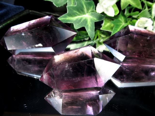 5A 超透明 アメジスト ダブルポイント (双剣) 重さ40g-50g 1個売り 紫