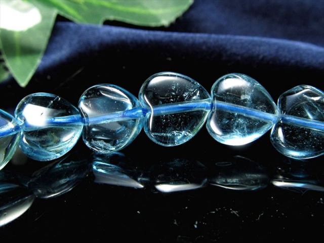 3A+ ぷっくり可愛いハート型 ブルートパーズ ハート型ブレスレット 幅