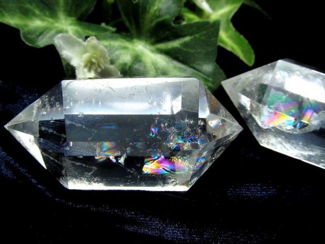 4A くっきり虹入り アイリスクォーツ(天然虹入り) 透明水晶 ダブルポイント (双剣) 10g-20g 極上超透明 手ごろな小さめサイズ 大人気浄化アイテム