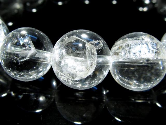 全珠貫入水晶4A マニフェストクォーツ 貫入水晶 ブレスレット 12mm-13mm×17珠 夢を実現させるパワーストーン 希少クォーツインクォーツ 極上くっきり貫入