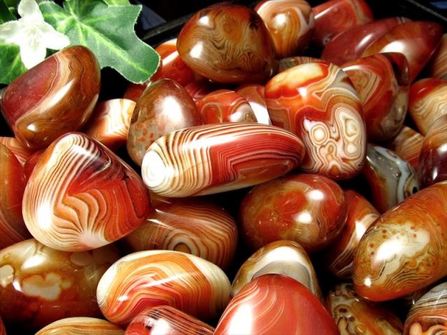 くっきり縞模様 サードオニキス ポリッシュタンブル 100gセット 1袋約3