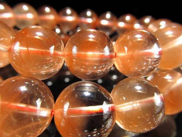 オレンジラビットファークォーツ ブレスレット 約9.5mm-10mm×20珠前後 ふんわりオレンジカラー 透明感抜群 日常の金回りを良くする石 マダガスカル産