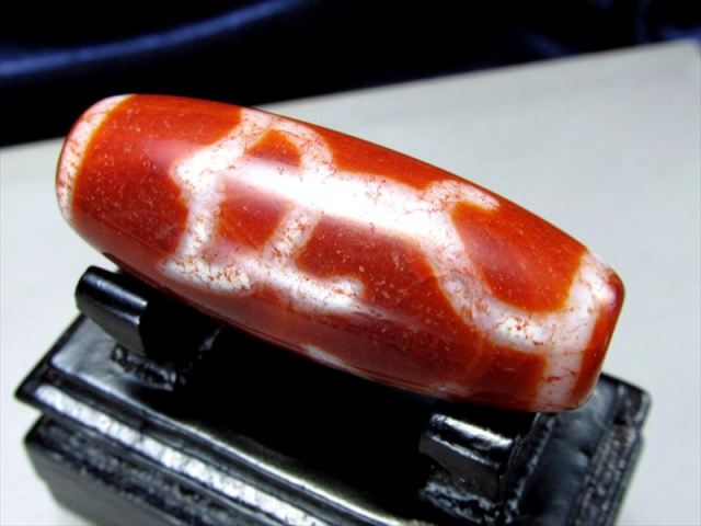 水蓮花紅朱砂龍紋天珠 約39mm-40mm 1個売り チベット発祥の厄除け・開運お守り 水蓮花 すいれんか パワーストーン 天然石