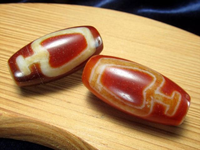 宝瓶天珠 紅朱砂入り ミニサイズ 約31mm-32mm 1個売り チベット発祥の