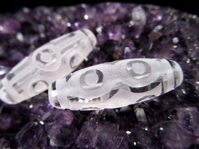 ミニ水晶天珠 七眼天珠 しちがんてんじゅ 最大長さ約28mm前後 1個売り 万事好転・事業成功・蓄財富貴・良縁招来 クリスタル製 パワーストーン 天然石