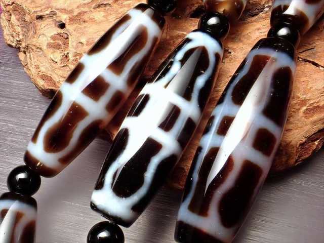 金剛杵天珠(こんごうしょてんじゅ) 連 天珠サイズ約37mm 一連5個付き 厄災除去・不運消滅をもたらす お買い得 天珠連販売