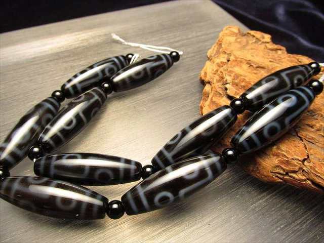861　天珠　六字真言　梵字　十二眼天珠　貴重　珍品　dzibeads！ 六眼天珠 ろくがんてんじゅ 連 天珠サイズ約37mm 一連5個付き 厄除け
