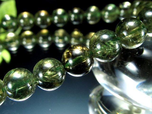 入手困難な逸品 コーネルピン コルネルップ石 ブレスレット 6.5mm-7mm×28珠 才能・能力の活性化する石 超透明 グリーン褐色 1点物 スリランカ産 migi