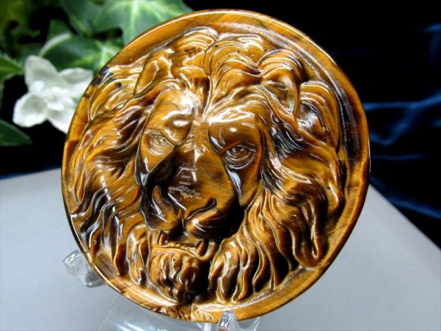 力強いシラー タイガーアイ ライオン 彫刻置物 1個売り 重さ約30g-50g