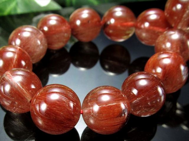 濃厚 4A レッドルチルクォーツ ブレスレット 10.5mm-11mm×19珠 透明赤