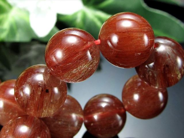 濃厚 4A レッドルチルクォーツ ブレスレット 10.5mm-11mm×19珠 透明赤