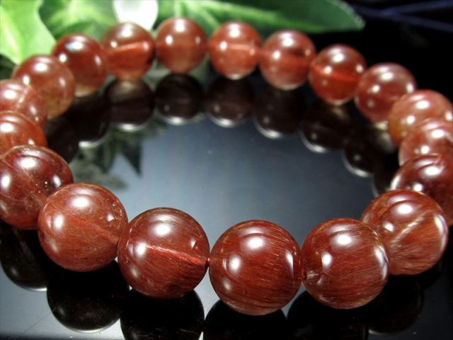 濃厚 4A レッドルチルクォーツ ブレスレット 10.5mm-11mm×19珠 透明赤