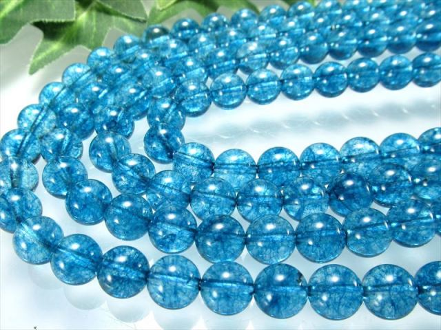 2A 12mm-12.5mm珠 スイスブルー クォーツ 一連 約38-40cm 透明