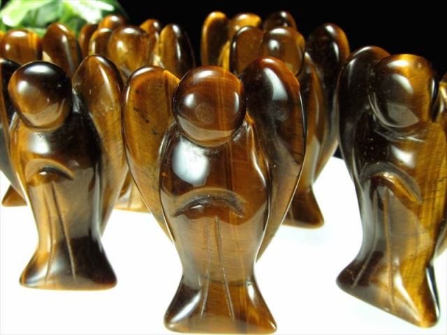 タイガーアイ エンジェル彫り 置物 1個売り 縦50mm前後 虎目石