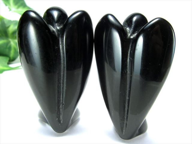 オブシディアン エンジェル彫り 置物】1個売り 縦40mm前後 黒曜石