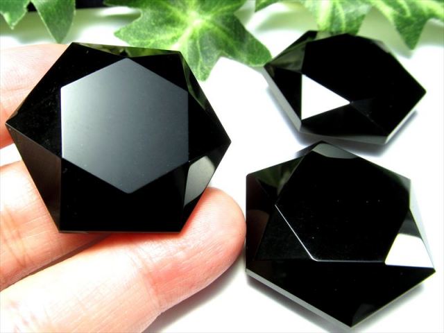 1個売り オブシディアン 六芒星 タンブル 直径約30mm前後 漆黒 悪習慣や悪縁を絶つ石 メキシコ産 パワーストーン 天然石