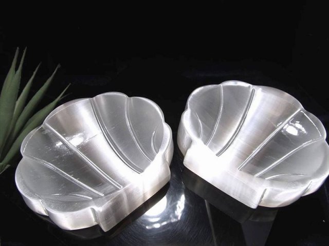 1個売り 美品キャッツアイ セレナイト (ジプサム 透石膏) シェル型小皿 最大幅約8cm-10cm×厚さ2cm 聖母マリアのガラス シルクのような繊維質 メキシコ産