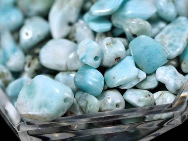 加工用穴あき粒MIX ラリマー ブルーペクトライト さざれ石 約100g入り