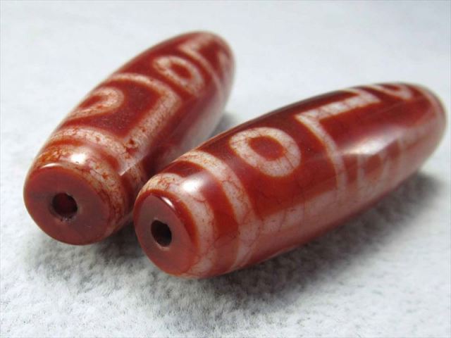 九眼紅朱砂龍紋天珠 大サイズ 約48mm-50mm 1個売り チベット発祥の