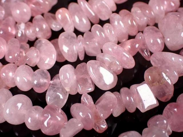 ディープローズクォーツ さざれ 連 約5mm-11mm 一連 約38-40cm 女性に大人気 ミルキーピンク色 激安 マダガスカル産 rn-p パワーストーン 天然石