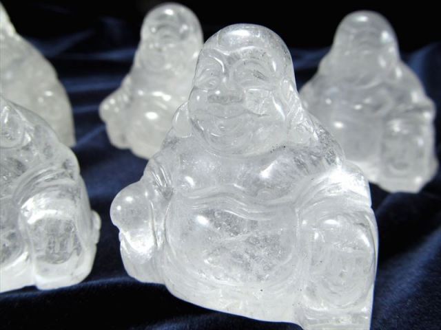 高品質 天然水晶 布袋様彫り置物 1個売り 約35g-45g 極上手彫り彫刻