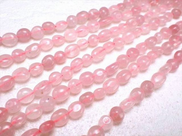 ローズクォーツ タンブル 連 粒サイズ約5mm-7mm 一連 約38-40cm 高品質 
