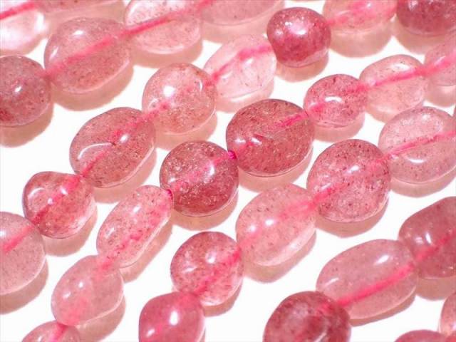 粒サイズ約5mm-7mm ピンクエピドートシスト タンブル 連 一連 約38-40cm 高品質入荷 お買い得タンブル連 タンザニア産