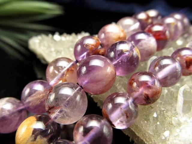 12mm珠 ガーデンアメジスト 一連 約38-40cm 庭園紫水晶 マダガスカル産