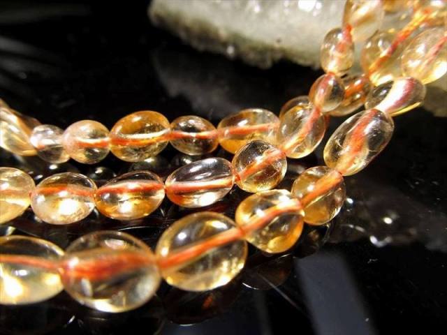 Sサイズ シトリン タンブル 連 幅約4mm-6mm 一連 約38cm-40cm 高品質入荷 お買い得タンブル連 艶感&ツルツル 11月の誕生石 ブラジル産 パワーストーン