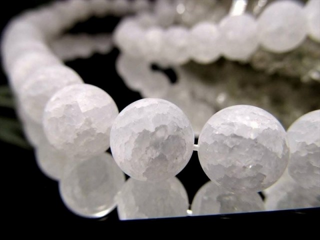 激安宣言 つや消しマット 約12mm珠 レインボー水晶 爆裂水晶 一連 約37