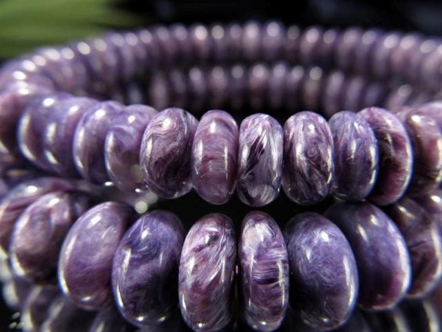 3A チャロアイト ボタン ブレスレット 幅8mm-8.5mm 油絵のような美マーブル 発色良好鮮やかパープル 珍しいボタン形状 魅惑の宝石