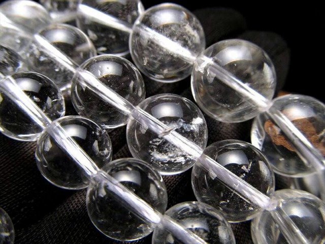 天然サシ入り 約16mm 天然サシ入り水晶 一連 約38-40cm ビーズ 連材 パーツ ブラジル産 パワーストーン 天然石