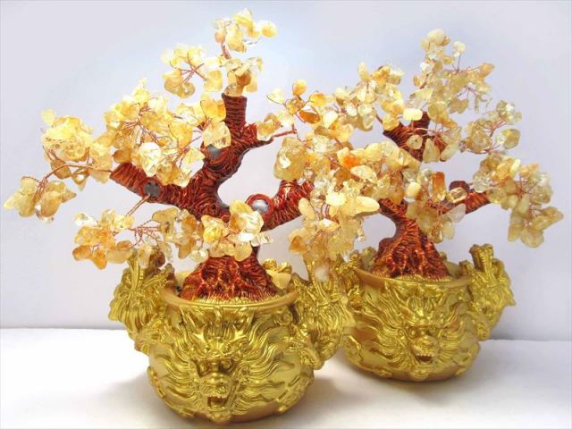 金運上がる昇り龍 大きめタイプ 龍神タイプ 招財樹 シトリン 金のなる木 縦約20cm 黄水晶 風水アイテム インテリアやプレゼントに