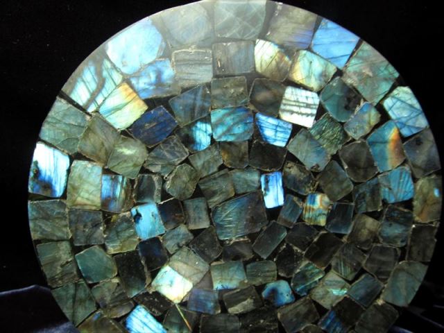 ラブラドライト 円形スライス 直径約185mm前後 超透明 濃いブルーシラー 信念を貫く力 幸運を呼び込む石 コースタ―やインテリアにも マダガスカル産 ss-30