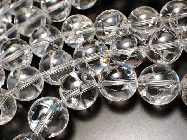 AAA 透明天然水晶使 8mm-8.5mm珠 アイリスクォーツ クラック入り水晶 一連約38-40cm 天然石 ビーズ ブラジル産 rn-s