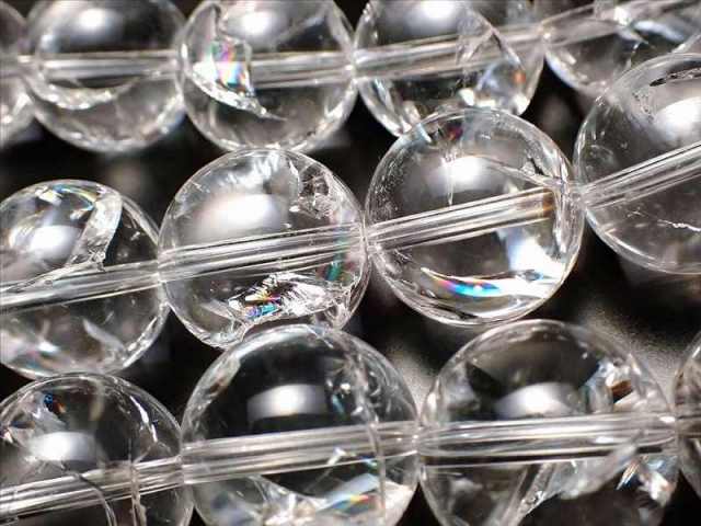 AAA 極上 透明天然水晶使用 14mm-14.5mm珠 アイリスクォーツ クラック