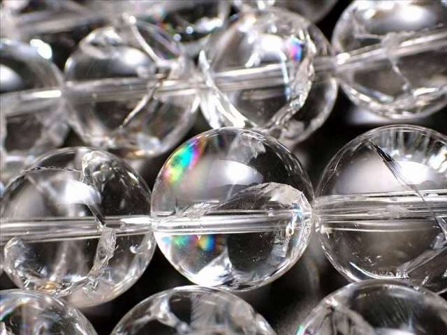 AAA 極上 透明天然水晶使用 14mm-14.5mm珠 アイリスクォーツ クラック