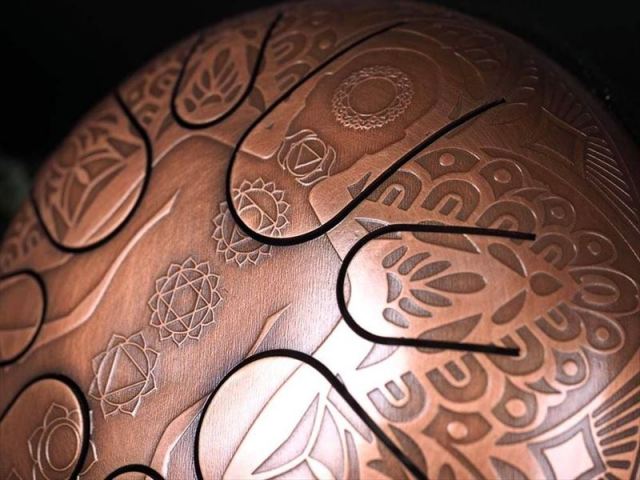 7種のヤントラ刻印 タングドラム スリットドラム チャクラタイプ 高さ