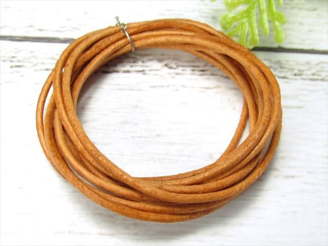 細めタイプ 本革 革紐 ナチュラル 長さ約1m 紐幅約1mm レザーコード ハンドメイドアクセサリー制作に