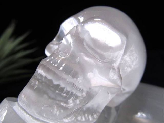 セレナイト 透石膏 ドクロ 髑髏 彫刻置物 高さ約10cm 1個売り クールな