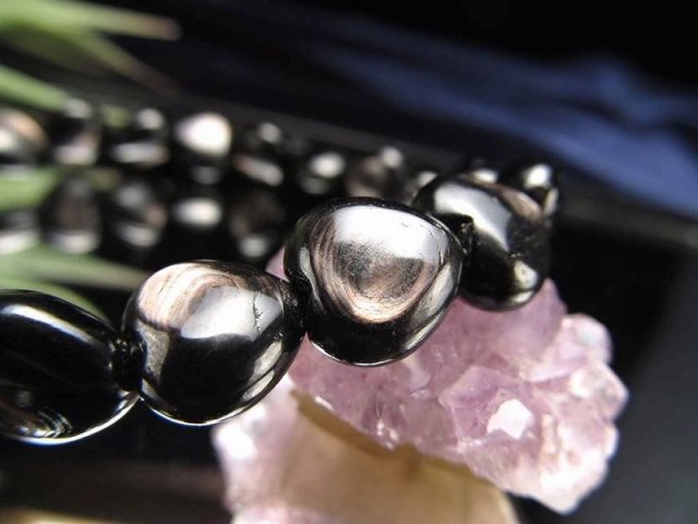 希少 ハイパーシーン ハート型 ブレスレット 幅約10mm 神秘的に浮かぶ